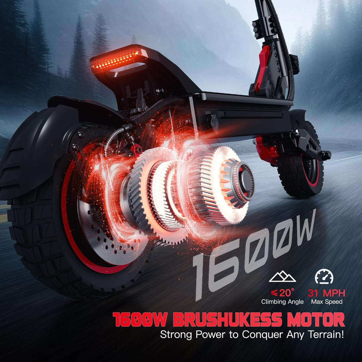 900W to 1600W Motor 48V18ah Battery Folding Electric Scooter for Adults 11 Inch Tires Top Speed 30 to 34 MPH Long Range Up to 37 Miles