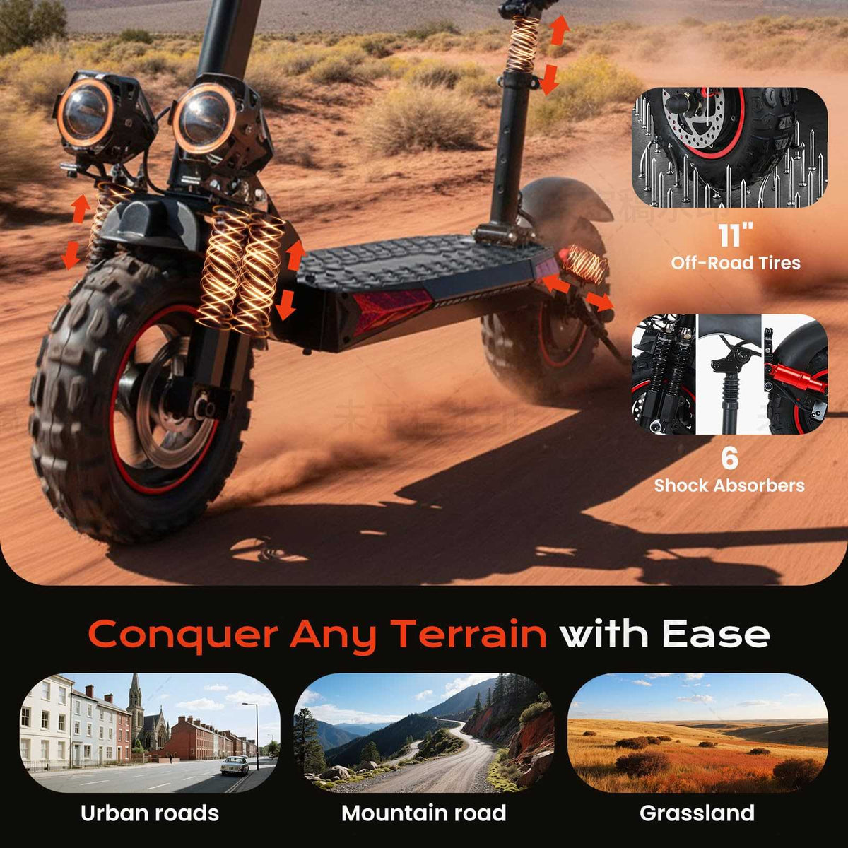 1200W Electric Scooter for Adults,48V21AH,37 Mile Max Range,34MPH Top Speed,11" Off-Road Tires