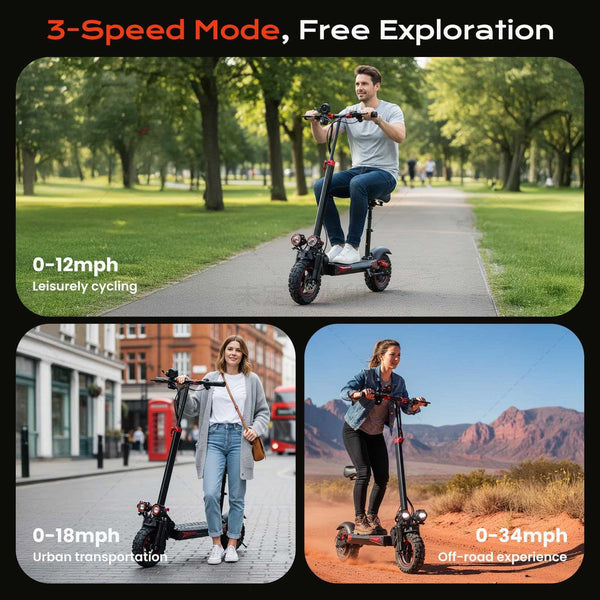 1200W Electric Scooter for Adults,48V21AH,37 Mile Max Range,34MPH Top Speed,11" Off-Road Tires