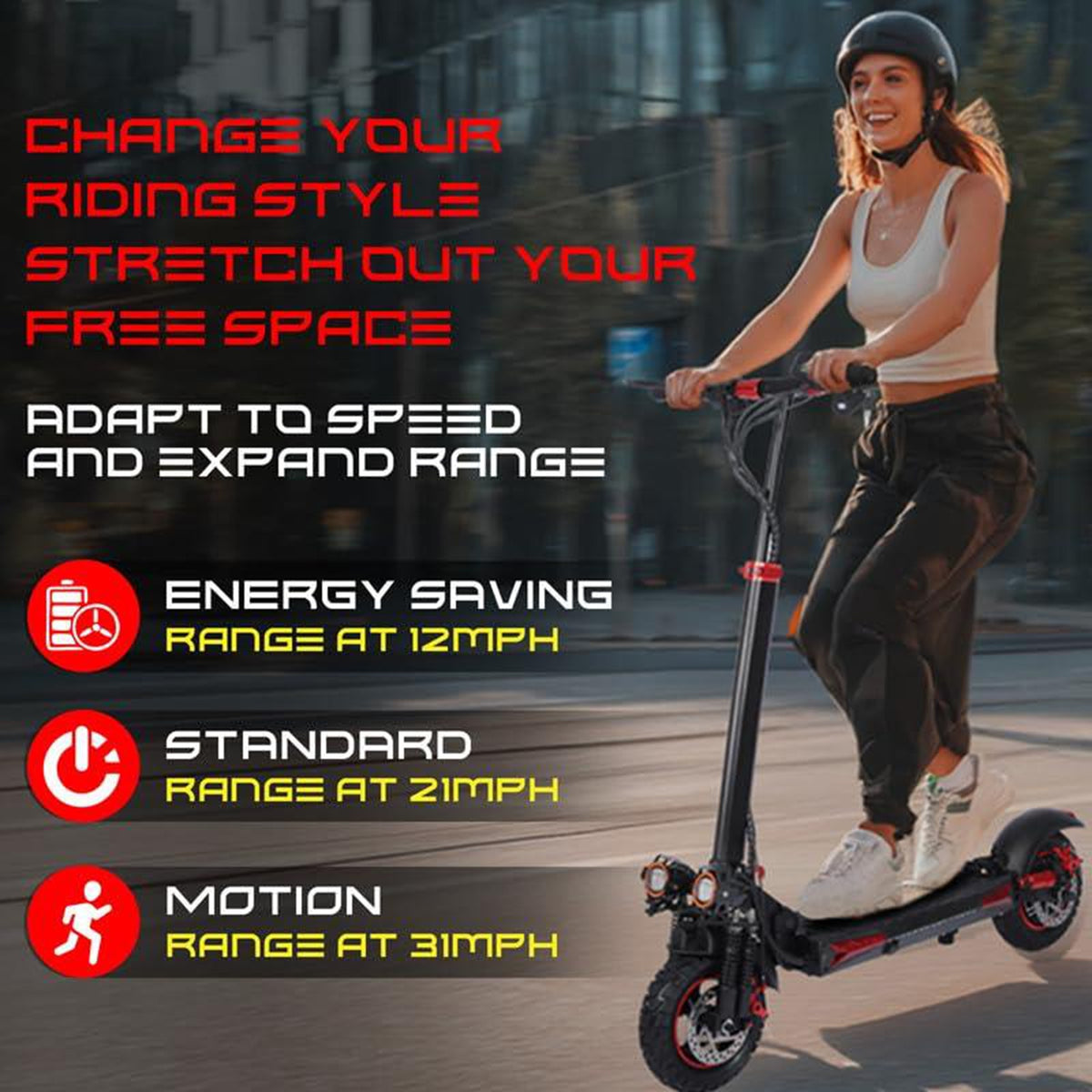1200W Electric Scooter for Adults,48V21AH,37 Mile Max Range,34MPH Top Speed,11" Off-Road Tires
