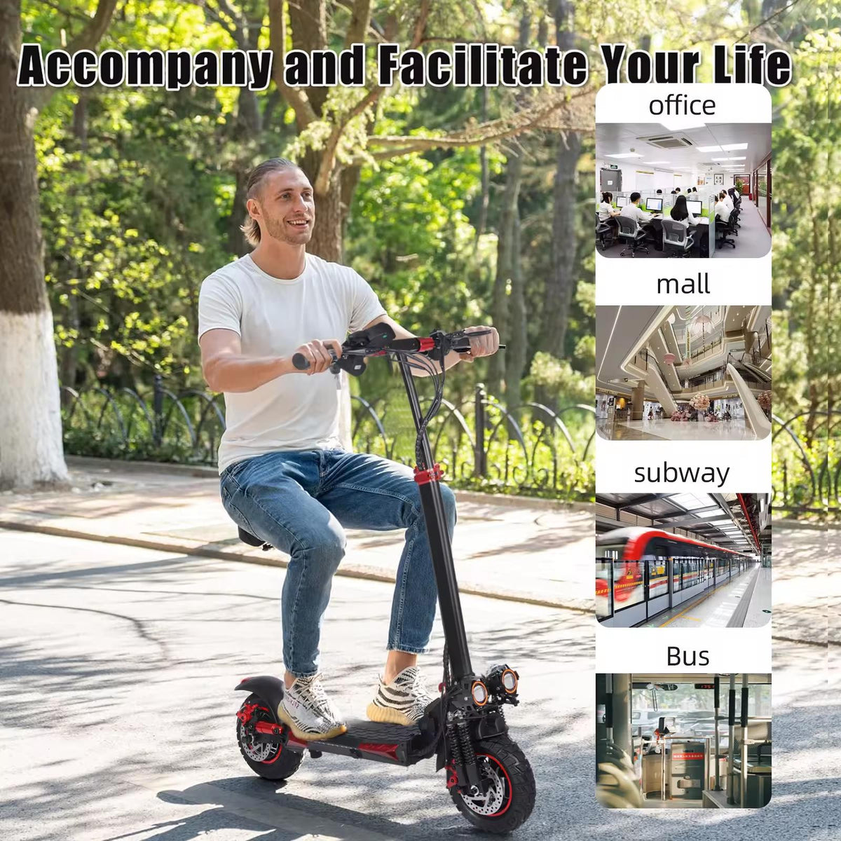 1200W Electric Scooter for Adults,48V21AH,37 Mile Max Range,34MPH Top Speed,11" Off-Road Tires